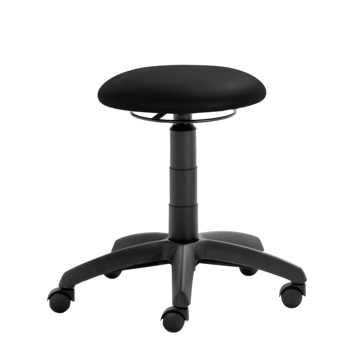 Mayer Sitzmöbel Drehhocker 1282, Kunstleder, Teppichbodenrollen mit Ringauslösung 60x55x39 cm (BxTxH); Sitz schwarz, Gestell schwarz; rund