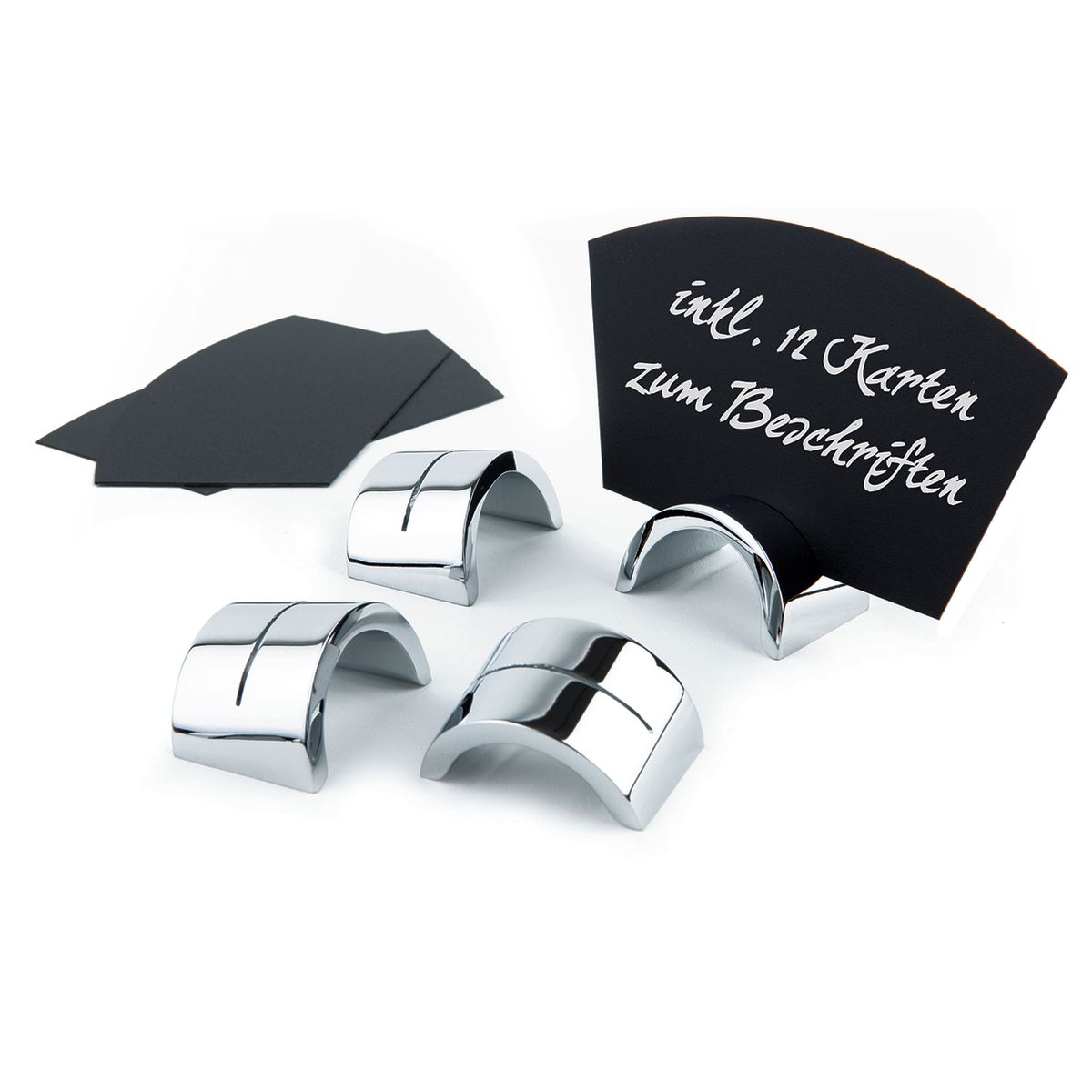APS Kartenhalter-Set 10x6x0.5 cm (LxBxH); schwarz/silber