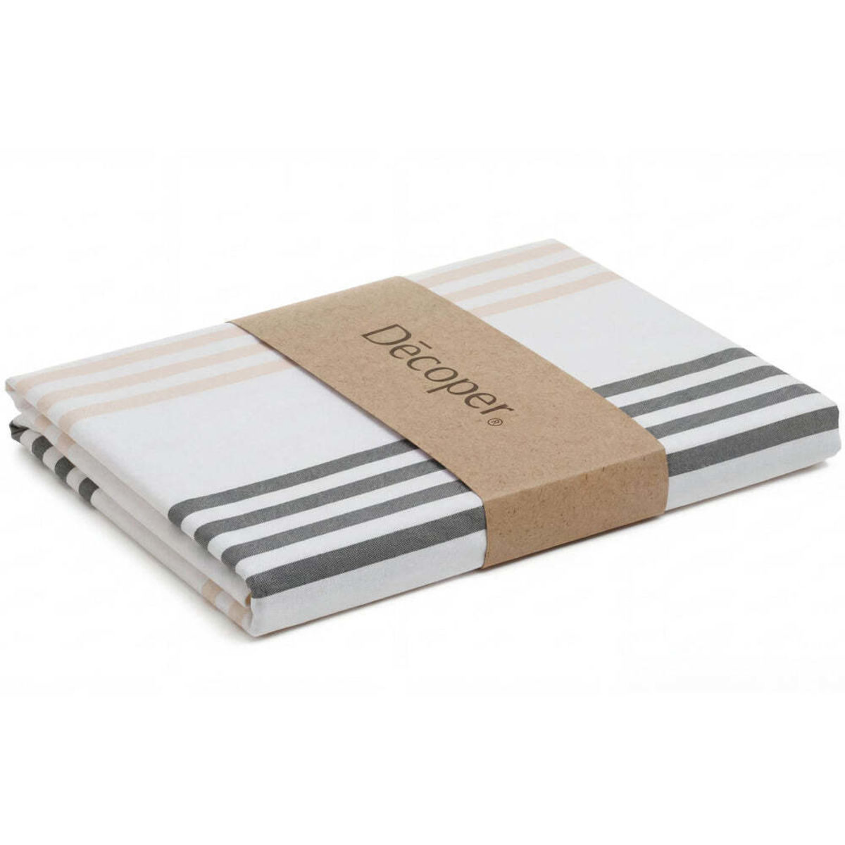 Decoper Renforcé Bettwäsche Set; 135x200 cm (BxL), 40x80 cm (LxB); braun/weiß/anthrazit