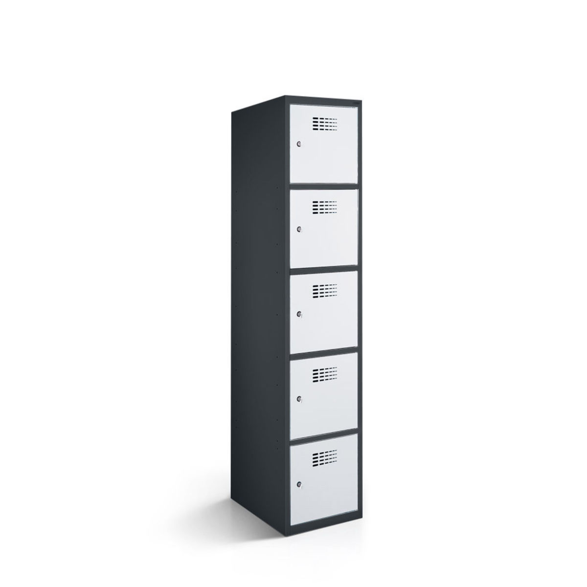 rotstahl Fächerschrank 5 Fächer mit anthrazitgrauem Korpus 30x50x180 cm (BxTxH); hellgrau