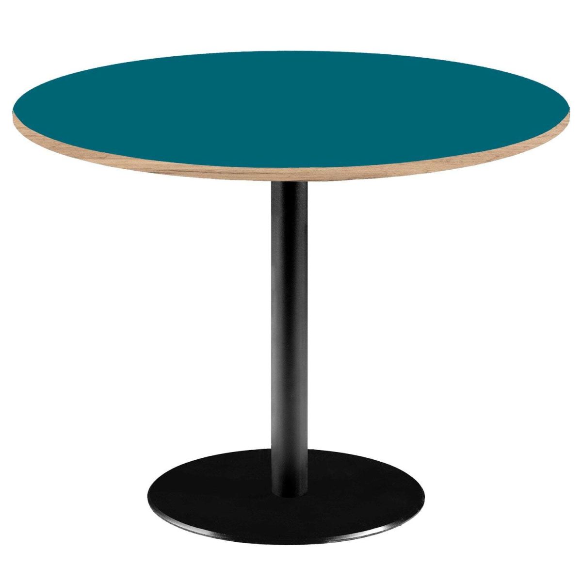 RestooTab Tisch Rome XL rund - Dekor Uni 75x120 cm (HxØ); Platte blau, Gestell schwarz; rund