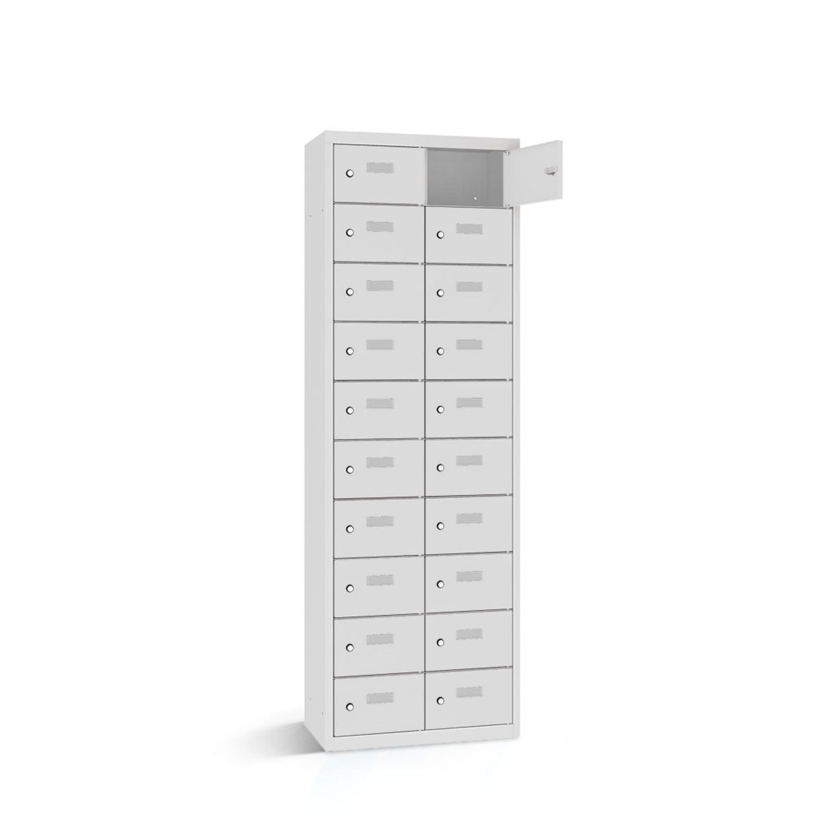 rotstahl Wertfachschrank 20 Fächer mit lichtgrauem Korpus 80x30x180 cm (BxTxH); hellgrau
