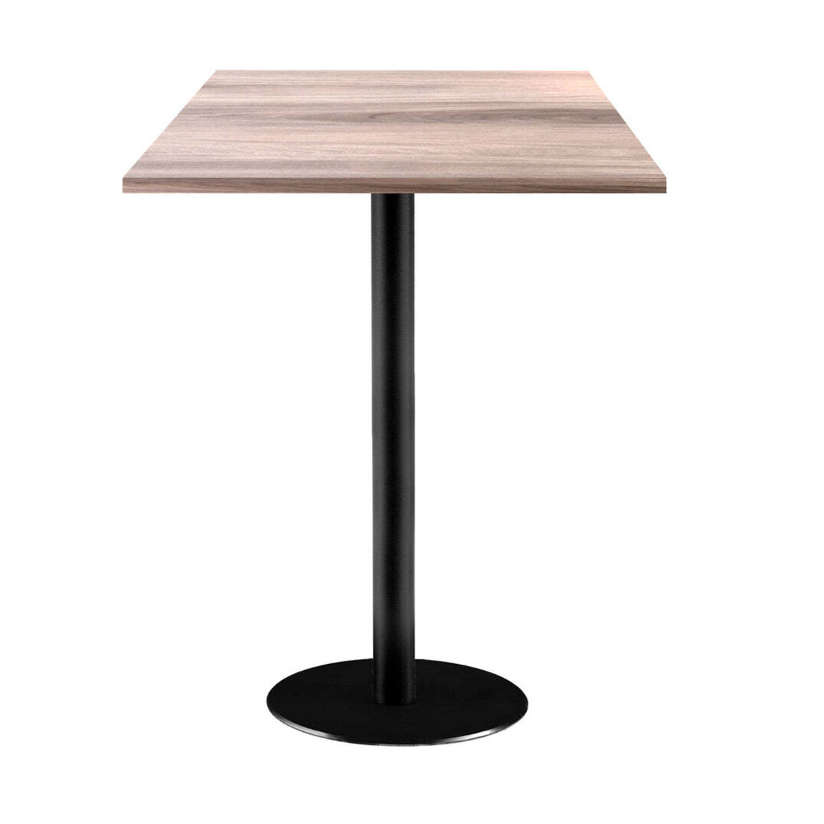 RestooTab Stehtisch Rome quadratisch - Dekor Holz 60x60x113 cm (LxBxH); Platte eiche/hellgrau, Gestell schwarz; quadratisch