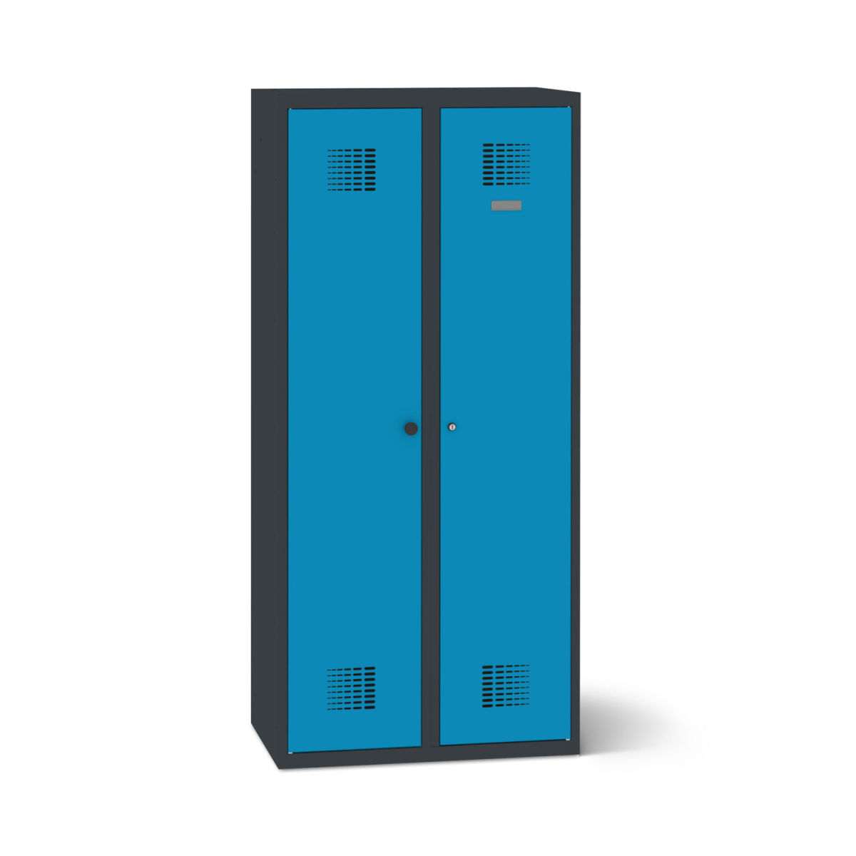 rotstahl Doppelspind mit anthrazitgrauem Korpus 80x50x180 cm (BxTxH); blau