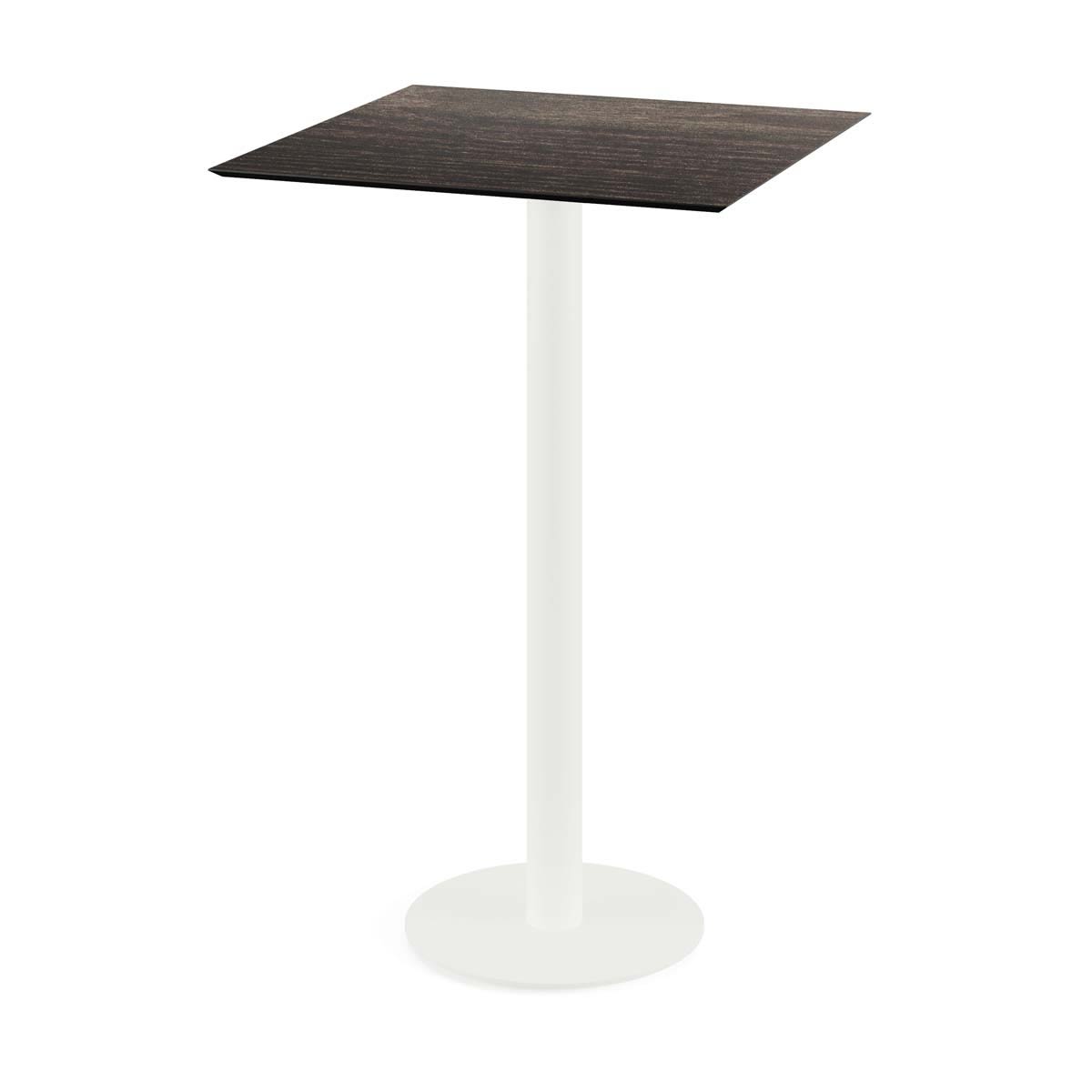 Feros Urban Stehtisch Weiß Gestell + HPL quadratisch 70x70x109.2 cm (LxBxH); dunkelbraun; quadratisch