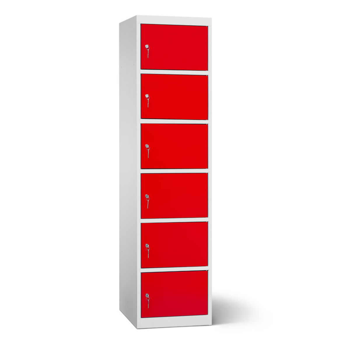 rotstahl Akku-Ladeschrank 6 Fächer mit lichtgrauem Korpus 45x180 cm (BxH); rot