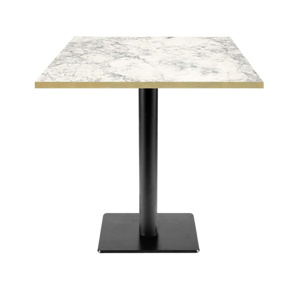 Tavolo Milano-T quadrato - laminato pietra RestooTab; 70x70x75 cm (LxLxH); grigio chiaro/ottone/marmorizzato; quadrata