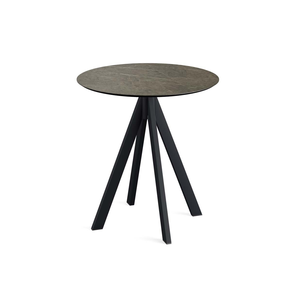 Feros Terrassentisch Infinity Schwarz Gestell + HPL rund 73.2x70 cm (HxØ); braun; rund