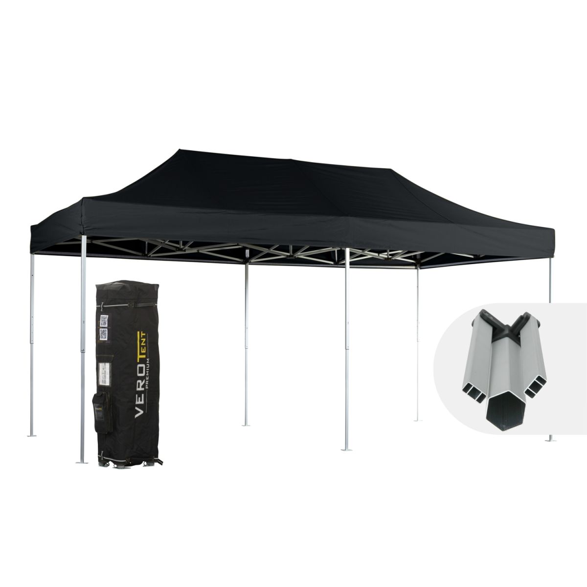 VeroTENT VeroTENT Faltpavillon 3x6m Starter mit Dach 300x600x330 cm (LxBxH); schwarz