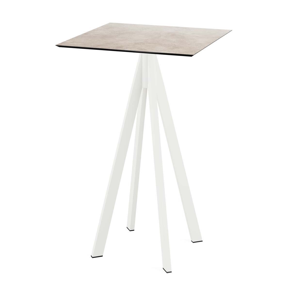 Feros Stehtisch Infinity Weiß Gestell + HPL quadratisch 70x70x109.2 cm (LxBxH); sand; quadratisch