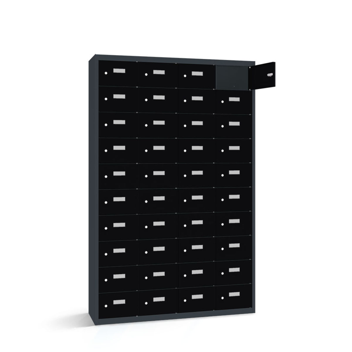 rotstahl Wertfachschrank 40 Fächer mit anthrazitgrauem Korpus 115x30x180 cm (BxTxH); schwarz