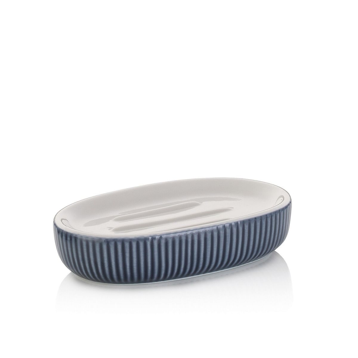 Portasapone Ava in ceramica kela; 8.5x3x13.5 cm (LxHxP); blu; ovale
