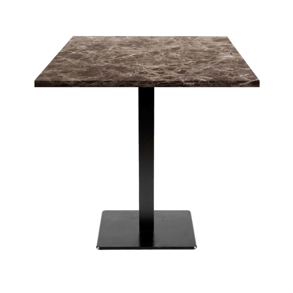 RestooTab Tisch Milan quadratisch - Dekor Stein & Holz 70x70x75 cm (LxBxH); Platte steingrau/dunkelgrau/marmoriert, Gestell schwarz; quadratisch