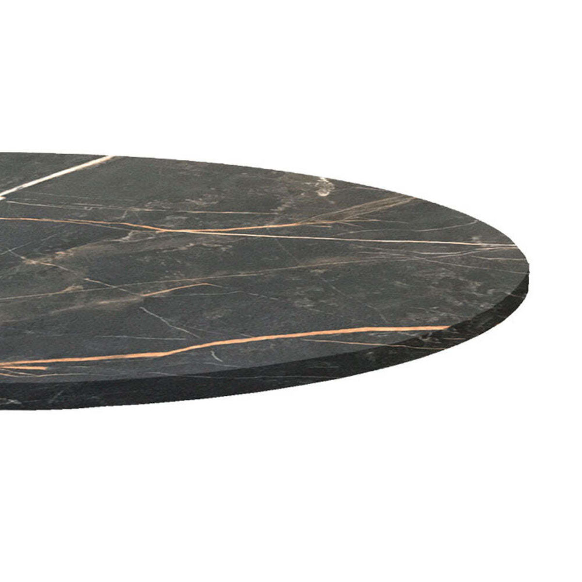 Piano tavolo rotondo, decoro in marmo scuro RestooTab; 120x120 cm (LxL); nero/oro/marmorizzato; rotonda
