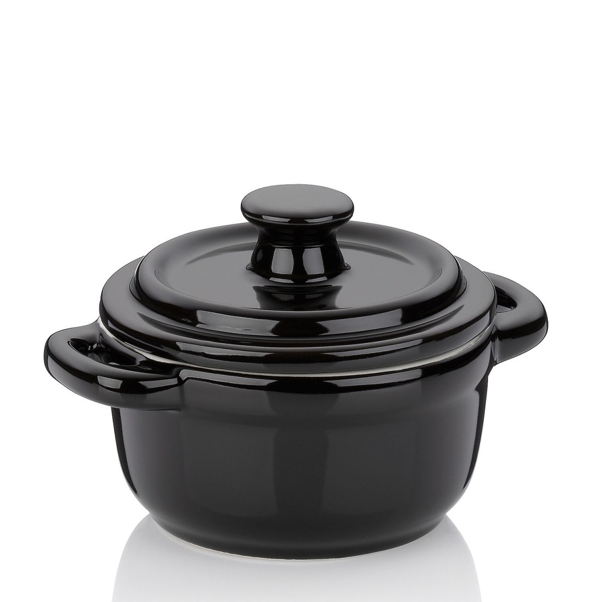 kela Servier- und Auflaufform Malin Keramik Mit Deckel 200 ml, 8 cm (H); schwarz; rund