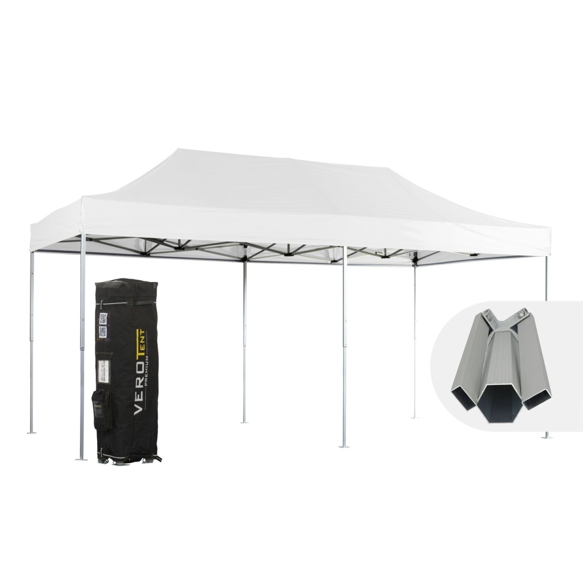 VeroTENT VeroTENT Faltpavillon 3x6m Budget50 mit Dach 300x600x330 cm (LxBxH); weiß