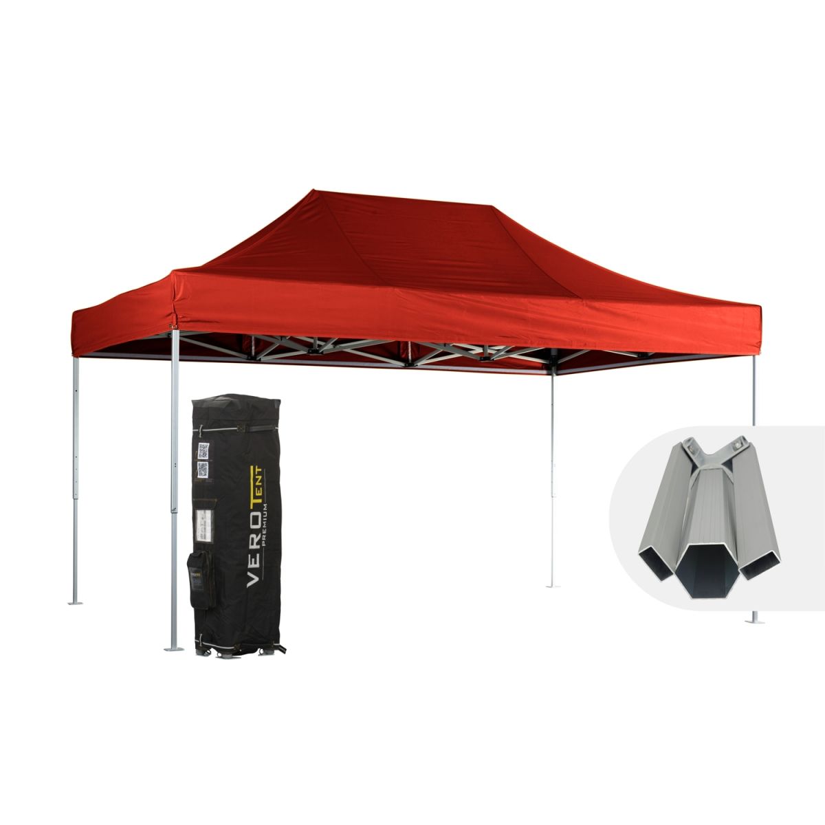 VeroTENT VeroTENT Faltpavillon 3x4,5m Budget50 mit Dach 300x450x330 cm (LxBxH); rot