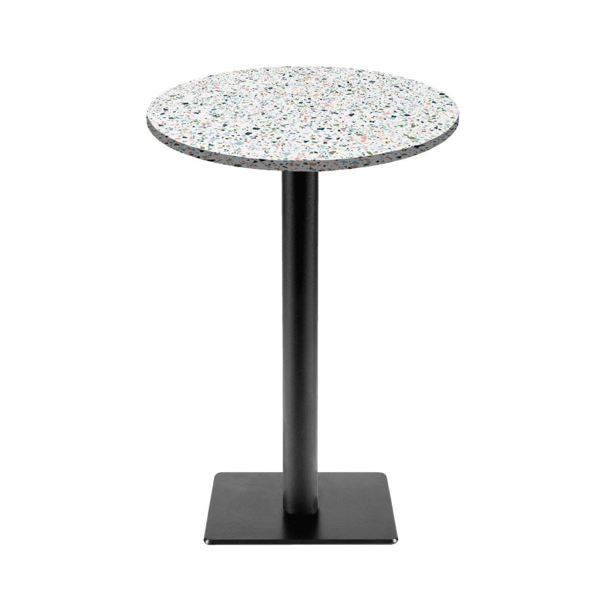 Tavolo alto Milano-T rotondo - laminato pietra RestooTab; 113x60 cm (HxØ); multicolore/terazzo; rotonda