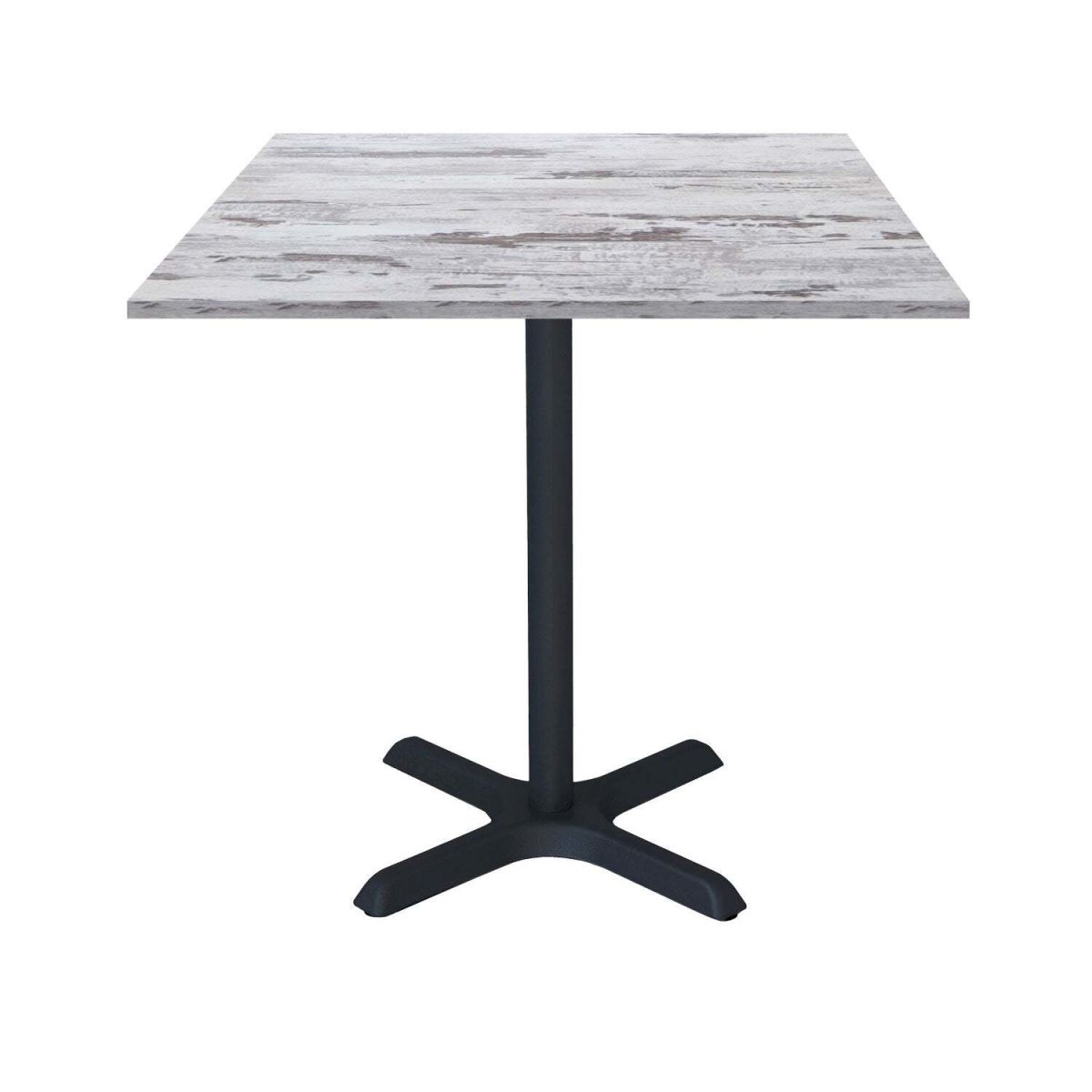 RestooTab Tisch Dina quadratisch - Dekor Holz & Uni 70x70x74 cm (LxBxH); Platte eiche/weiß, Gestell schwarz; quadratisch