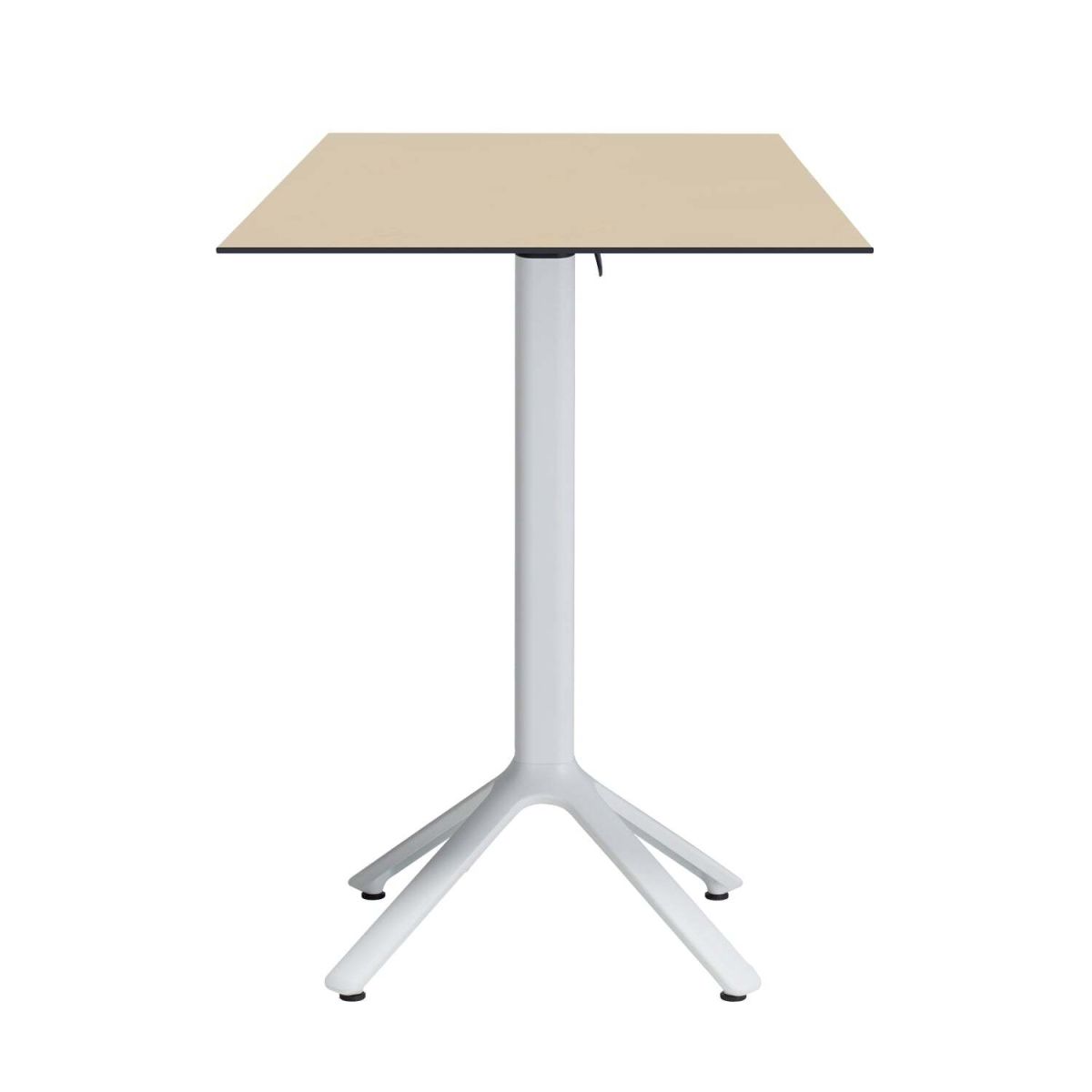Tavolo alto pieghevole Nemo bianco da esterno 60x60 RestooTab; 60x60x110 cm (LxLxH); Piano tavolo beige, struttura bianco; quadrata