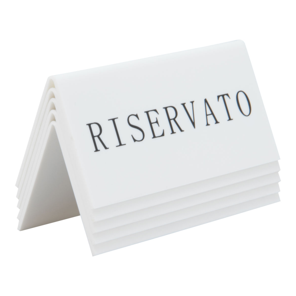 Segnaposto Riserva Tavolo 'Riservato' Italiano Set 5 Pezzi Bianco Securit; 10x5 cm (LxH); bianco