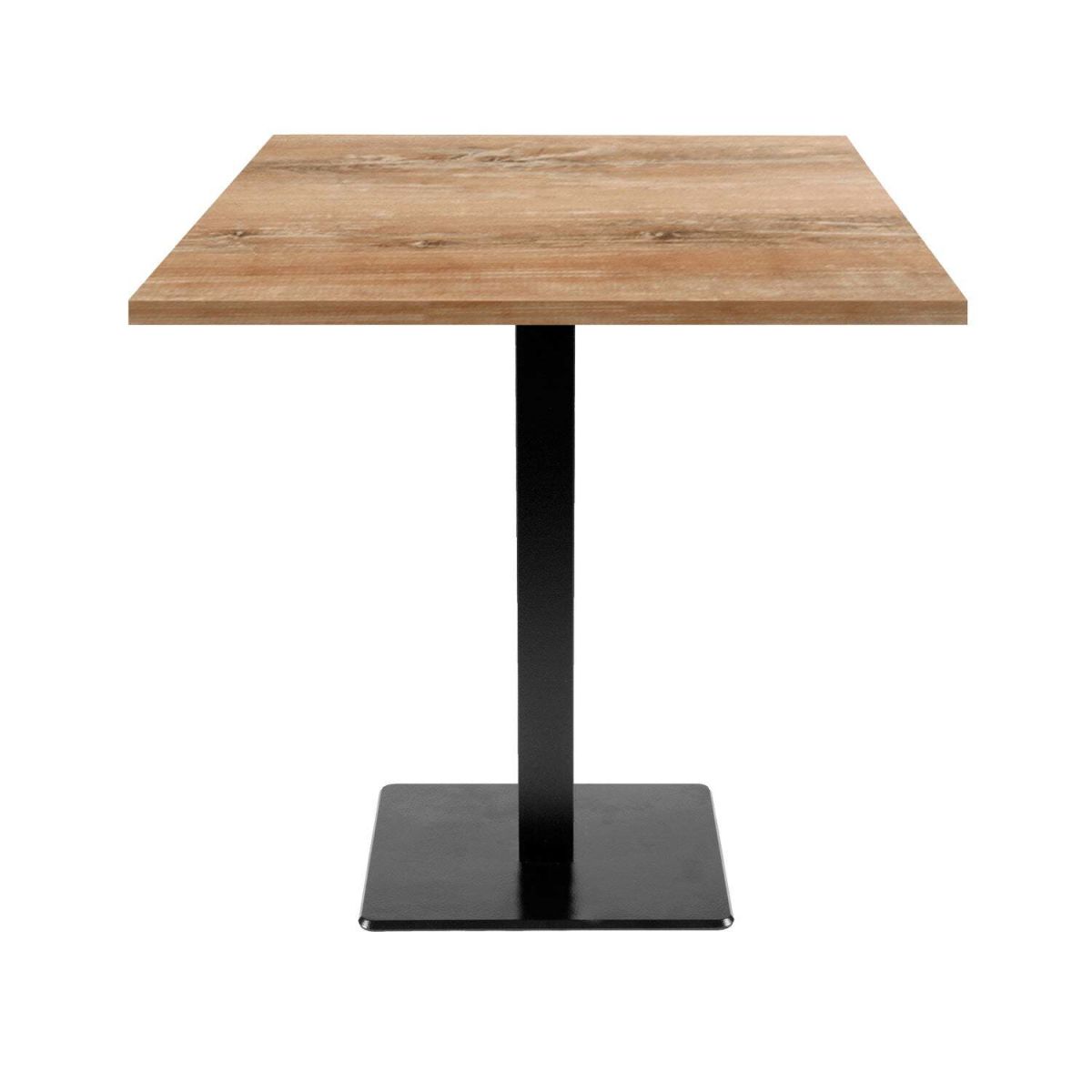 RestooTab Tisch Milan quadratisch - Dekor Stein & Holz 70x70x75 cm (LxBxH); Platte eiche antik, Gestell schwarz; quadratisch