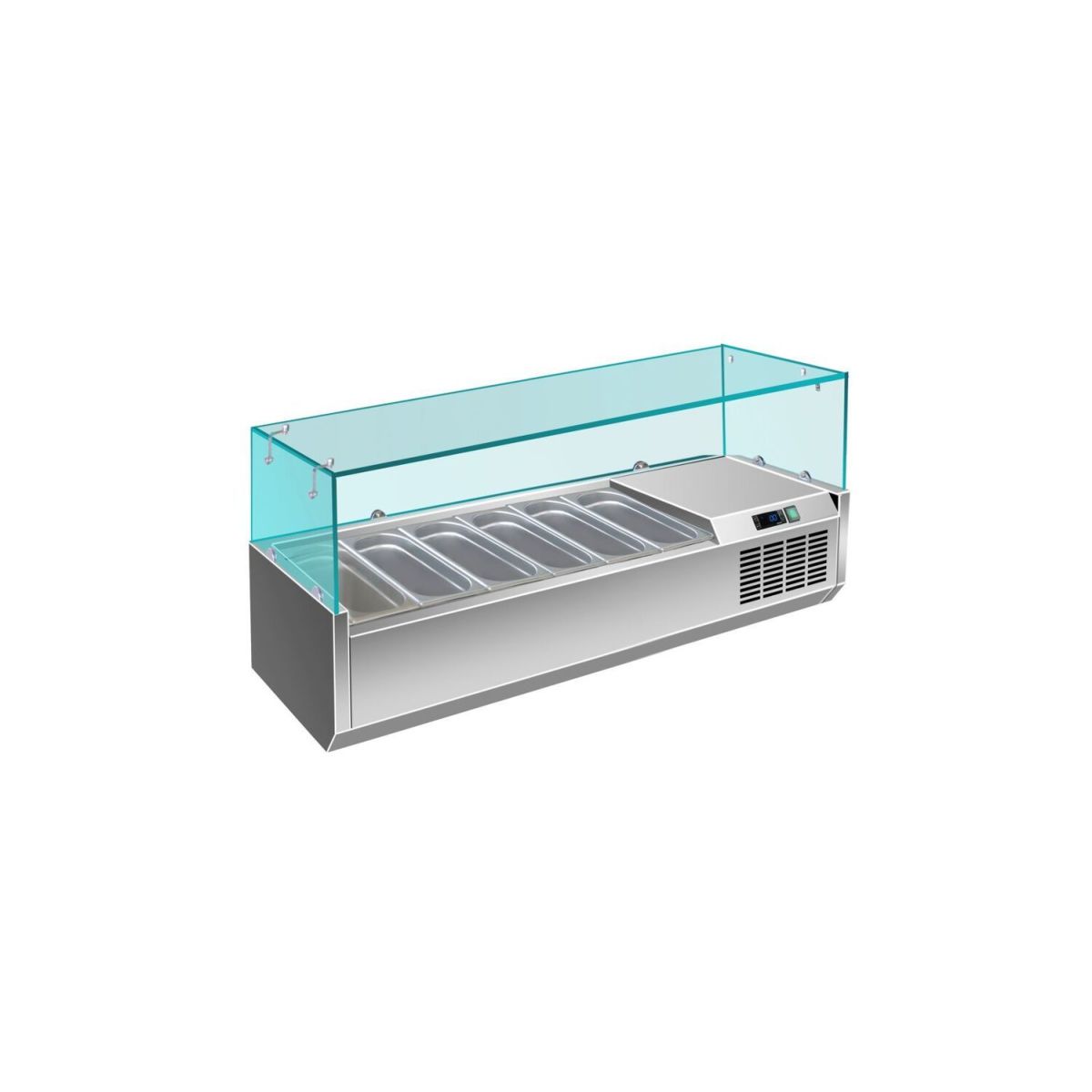 A&S Polarny Pizzakühlaufsatz mit Glasaufsatz 6x 1/4 GN 40200 ml, 140x46x33.5 cm (BxHxT); edelstahl