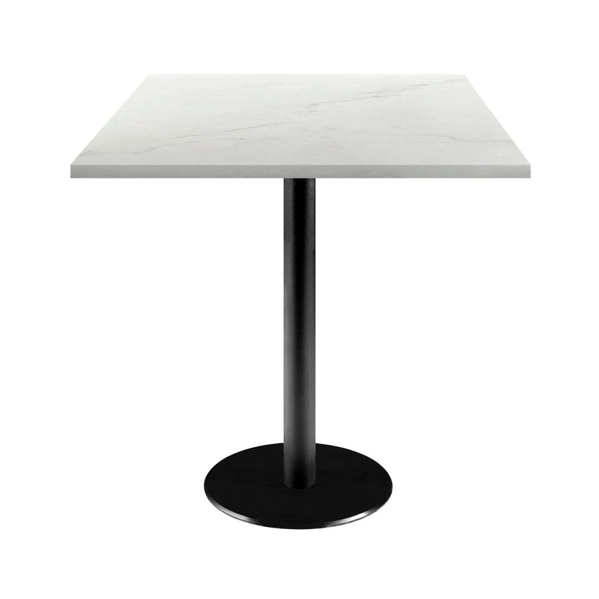 RestooTab Tisch Rome quadratisch - Dekor Stein 70x70x75 cm (LxBxH); Platte weiß/beige/marmoriert, Gestell schwarz; quadratisch