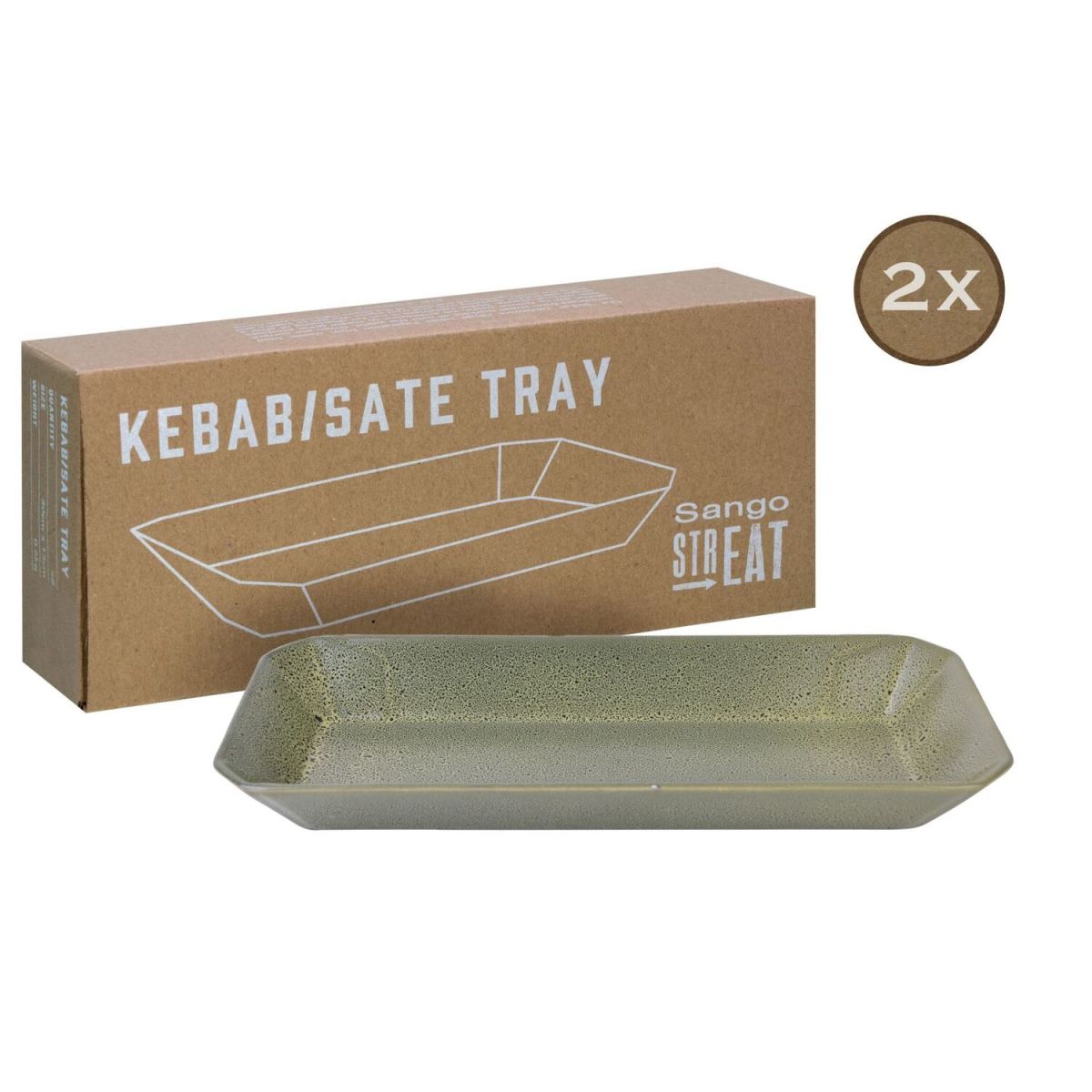 CreaTable STREET FOOD - 2-er Tray Kebab creme 1 ml, 30x13x3.5 cm (LxBxH); grün; rechteckig; 2 Stück / Pack