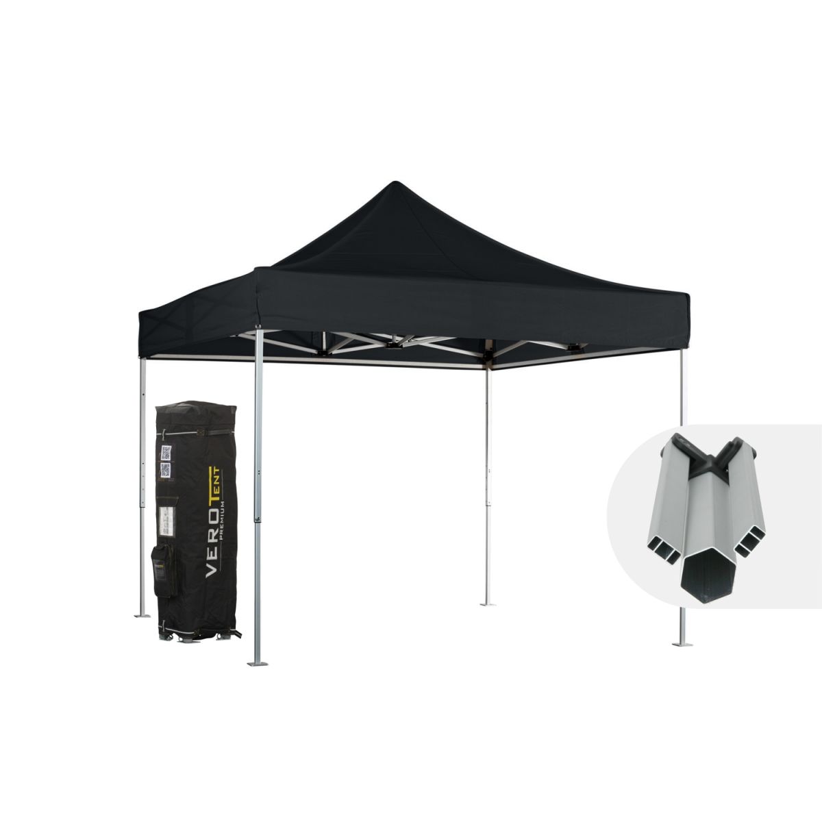 VeroTENT VeroTENT Faltpavillon 3x3m Starter mit Dach 300x300x330 cm (LxBxH); schwarz