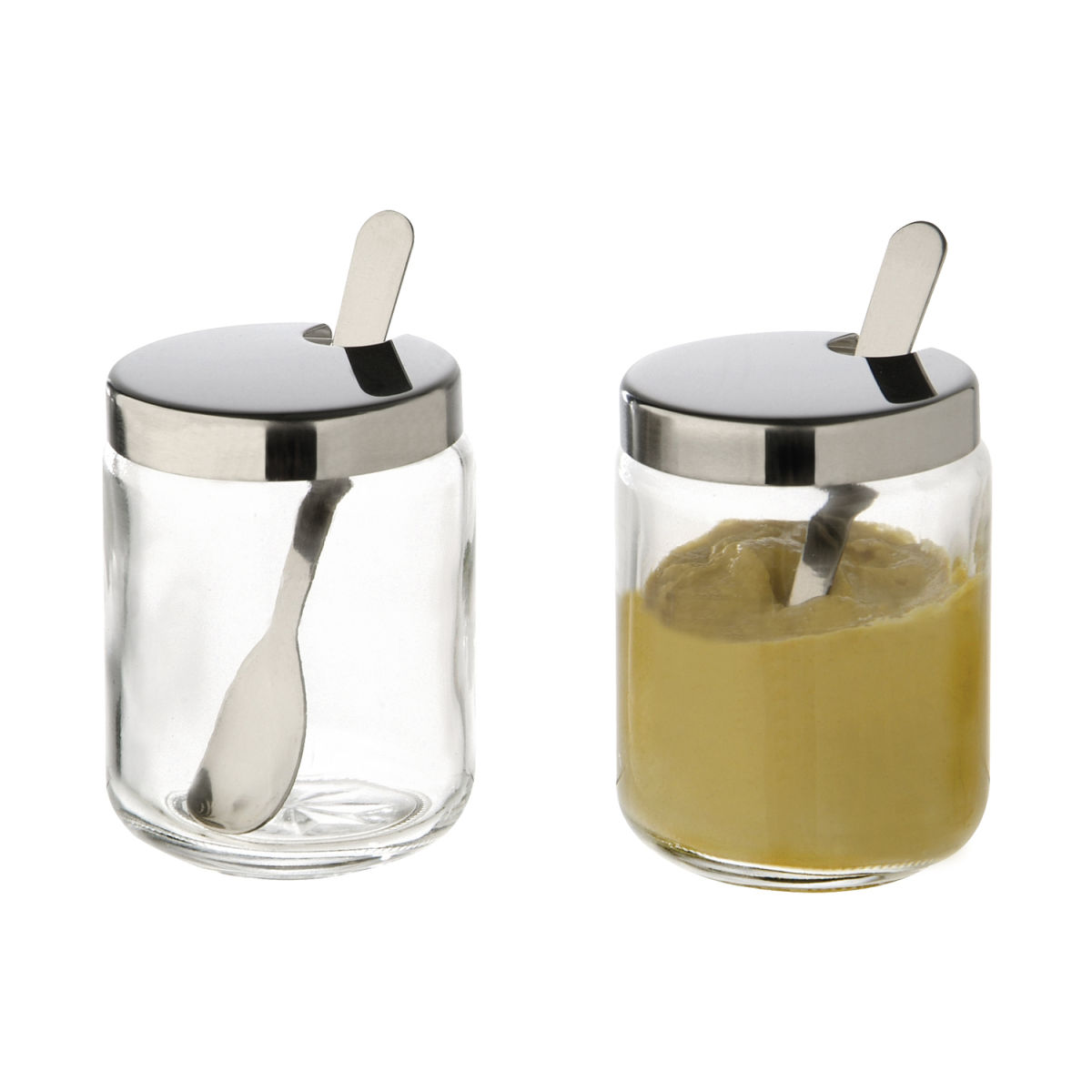 APS Senftöpfchen 70 ml, 5x6.3 cm (ØxH); silber/transparent; 2 Stück / Pack