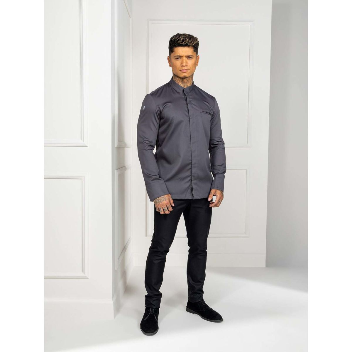 Giacca da cuoco Alain colorata Le Nouveau Chef; Taglia XL; grigio scuro