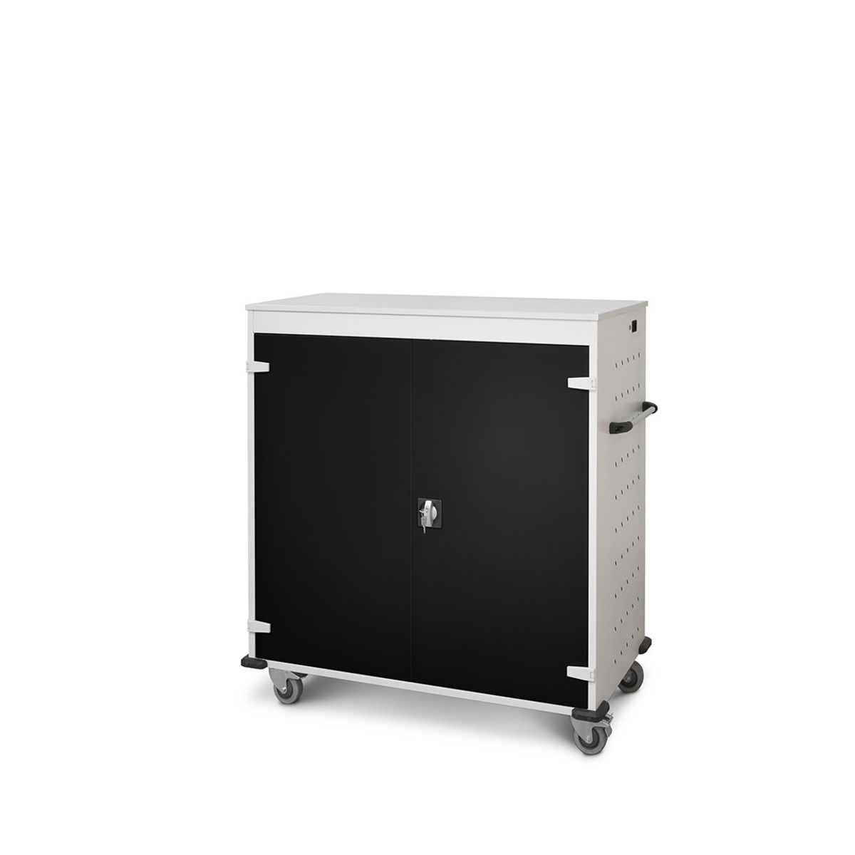 rotstahl Laptopwagen 30 Fächer mit lichtgrauem Korpus 92x131 cm (BxH); schwarz