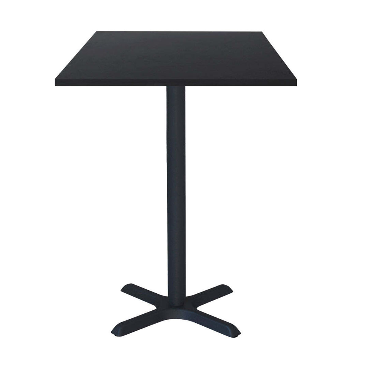 RestooTab Stehtisch Dina quadratisch - Dekor Holz & Uni 60x60x112 cm (LxBxH); Platte schwarz, Gestell schwarz; quadratisch
