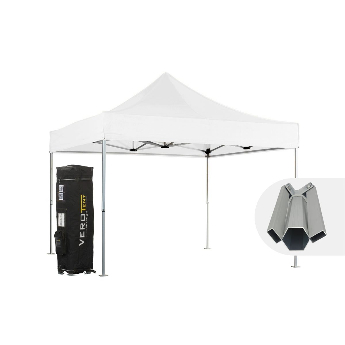 VeroTENT VeroTENT Faltpavillon 4x4m Budget50 mit Dach 400x400x400 cm (LxBxH); weiß