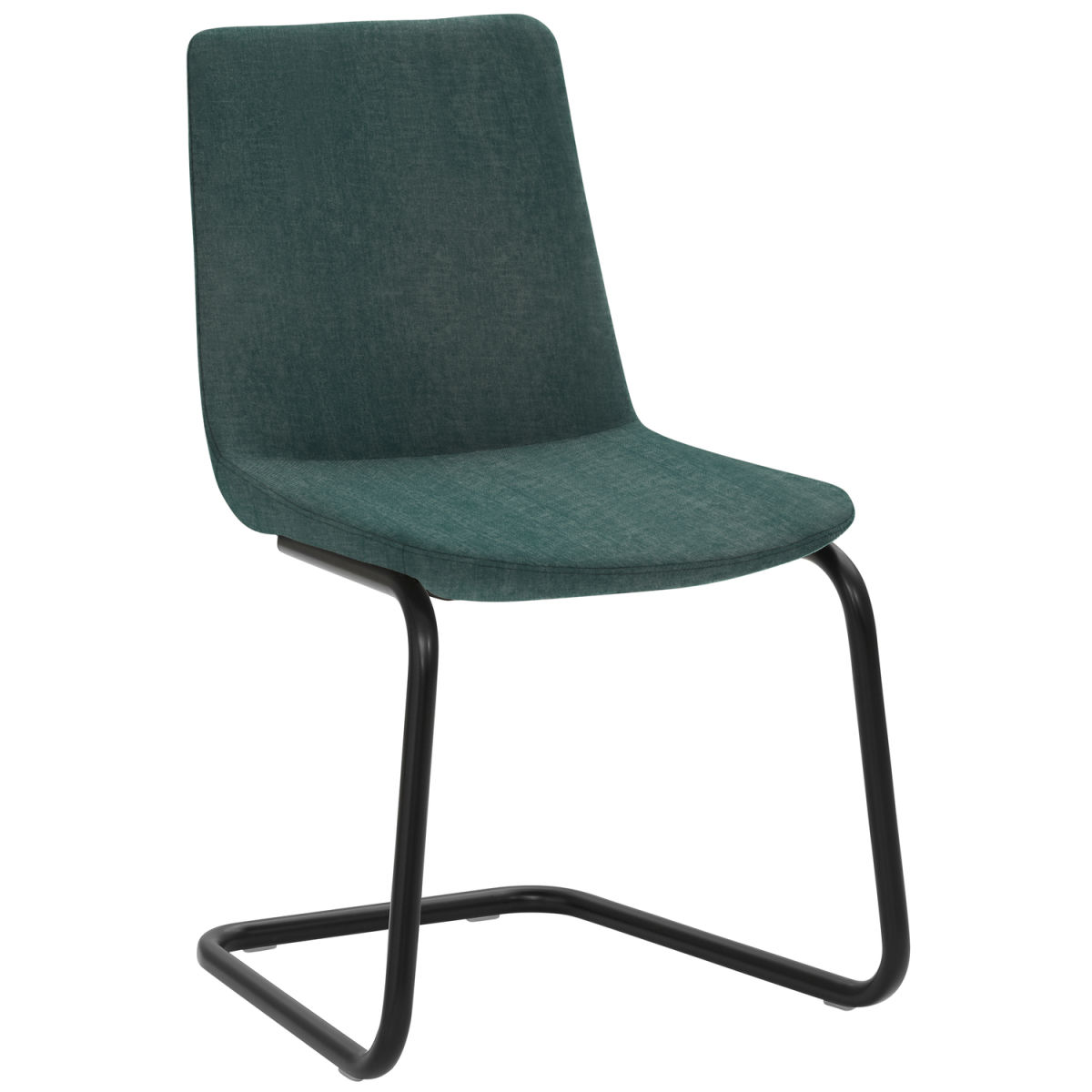 Mayer Sitzmöbel Freischwinger Stuhl Samt Stoff 53x54x87 cm (BxTxH); Sitz petrol, Gestell schwarz