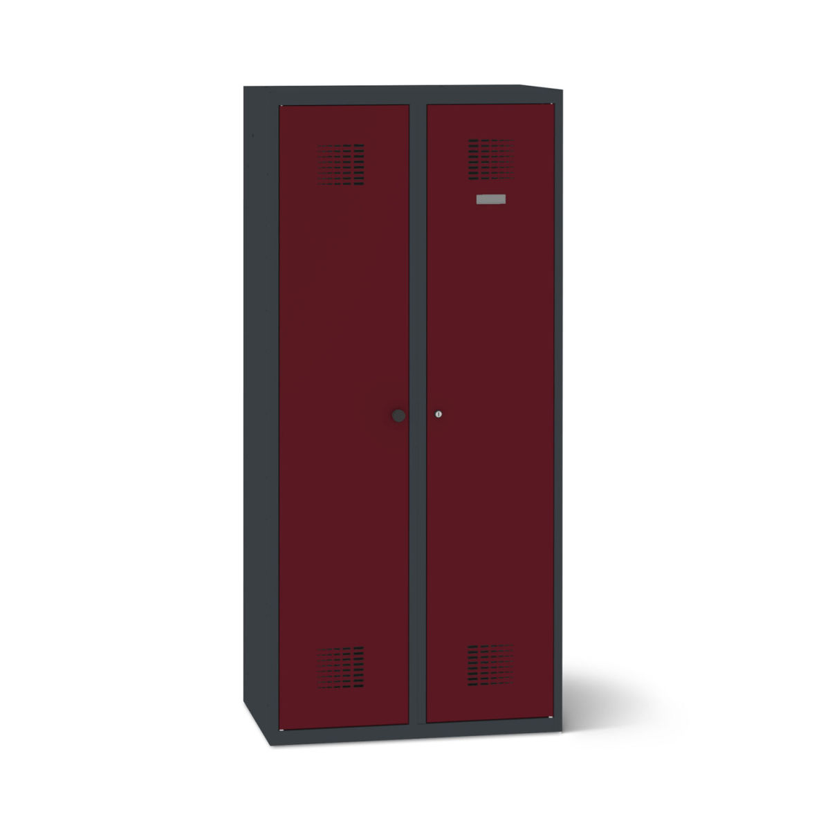 rotstahl Doppelspind mit anthrazitgrauem Korpus 80x50x180 cm (BxTxH); bordeaux