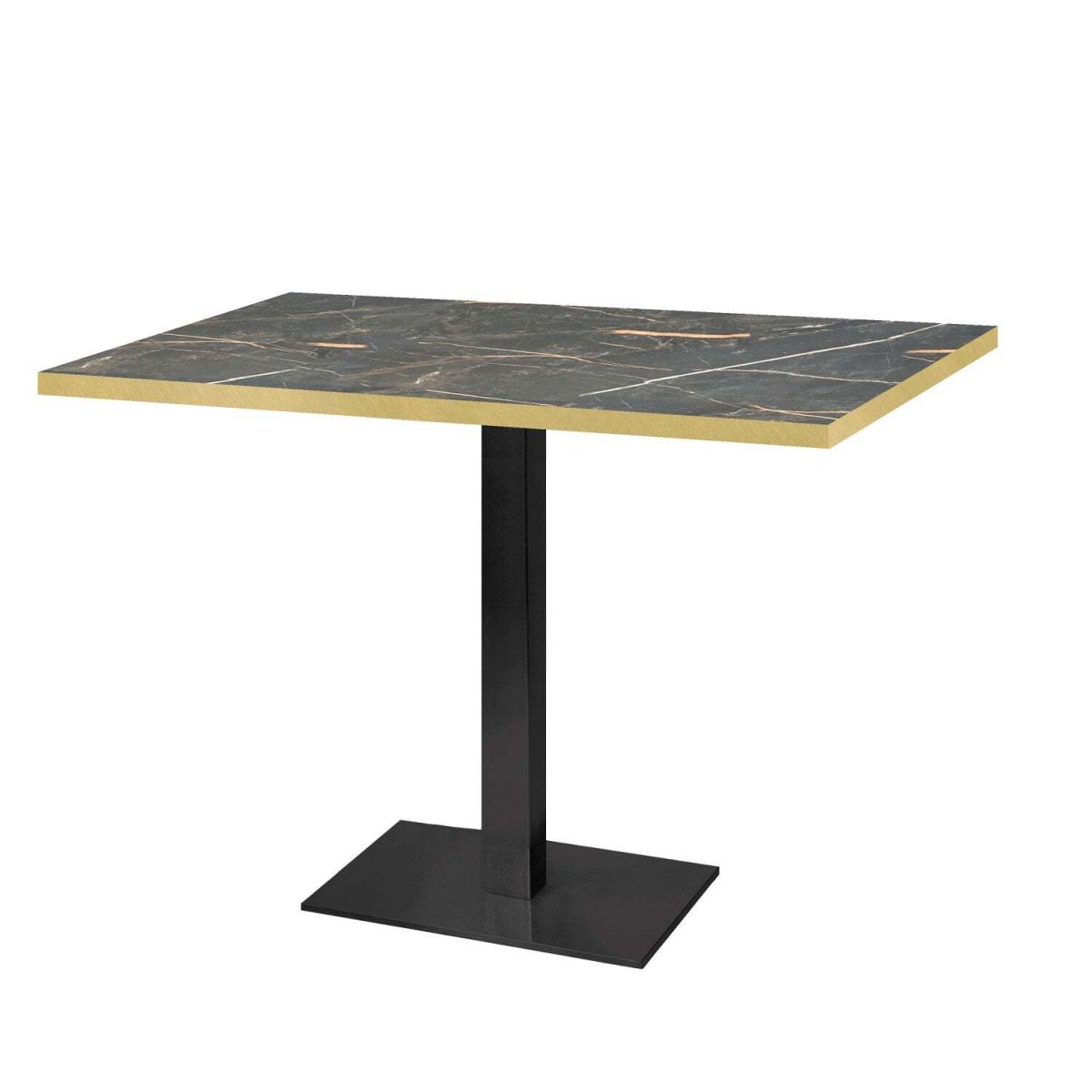RestooTab Tisch Milan rechteckig - Kanten messingfarben 120x70x75 cm (LxBxH); Platte steingrau, Gestell schwarz; rechteckig
