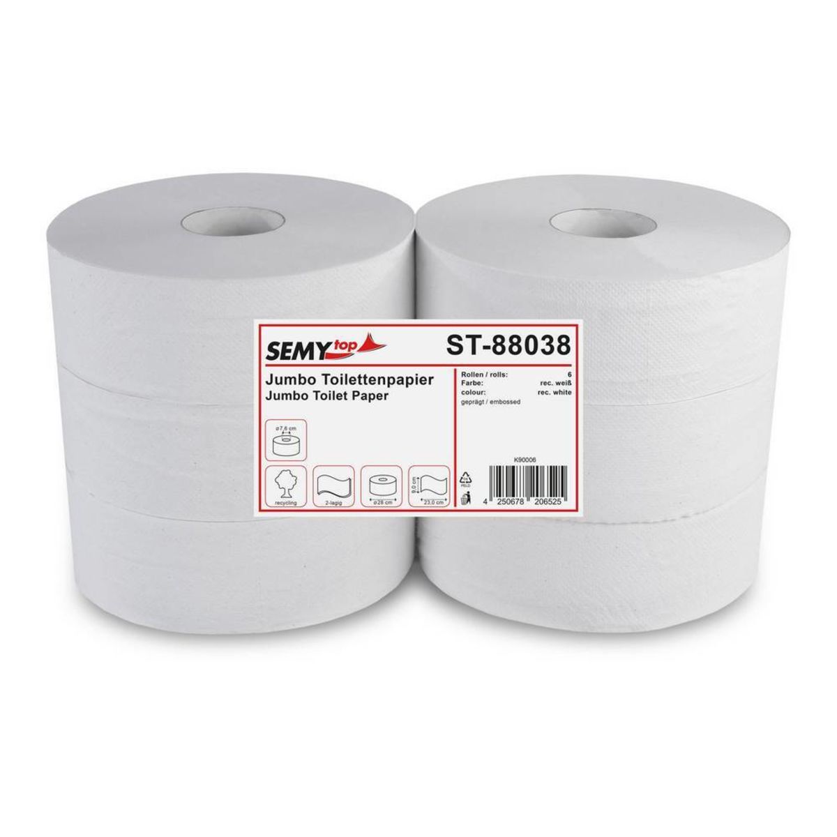 Plock Jumbo-Toilettenpapier, 2-lagig, hellgrau; 28 cm (Ø); hellgrau; 6 Stück / Pack