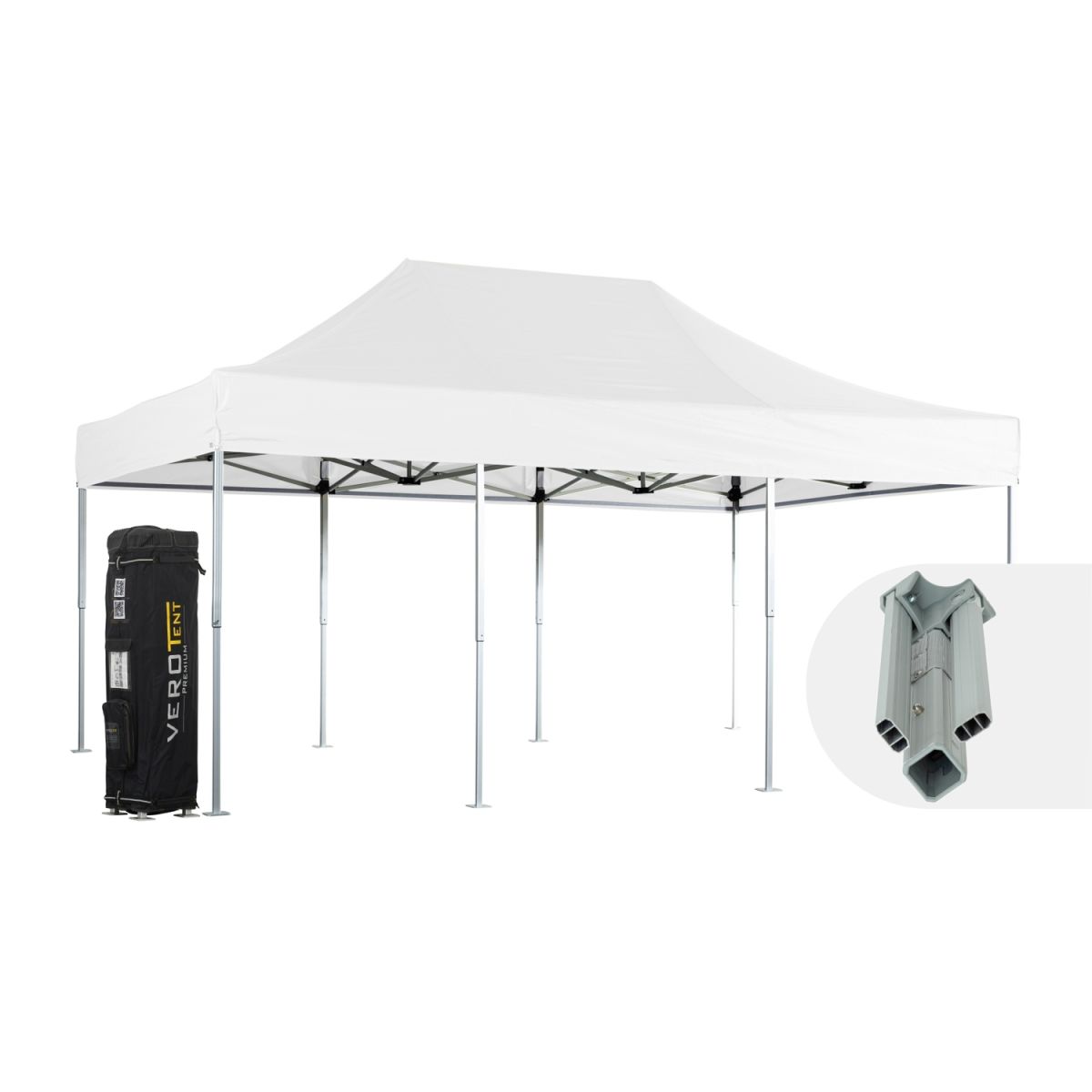 VeroTENT VeroTENT Faltpavillon 4x6m Classic mit Dach 4 Standbeine 400x600x400 cm (LxBxH); weiß