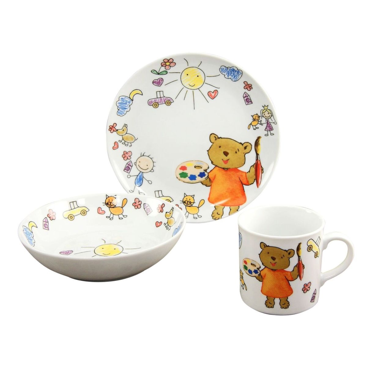 CreaTable Teddy - Kinderservice 3 tlg weiß