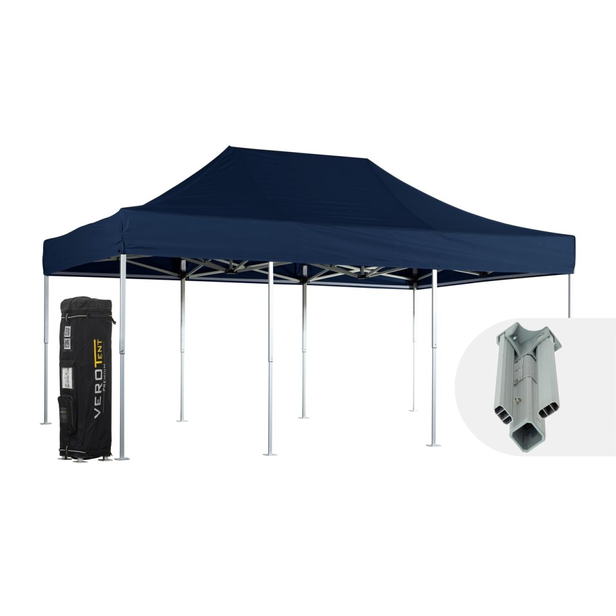 VeroTENT VeroTENT Faltpavillon 4x6m Classic mit Dach 8 Standbeine 400x600x400 cm (LxBxH); navy