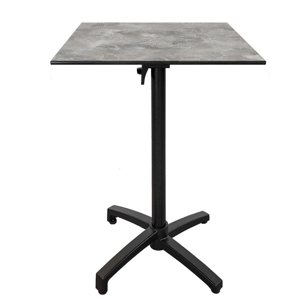 Tavolo alto pieghevole da terrazza Diabolo quadrato RestooTab; 60x60x111 cm (LxLxH); Piano tavolo grigio chiaro, struttura nero; quadrata