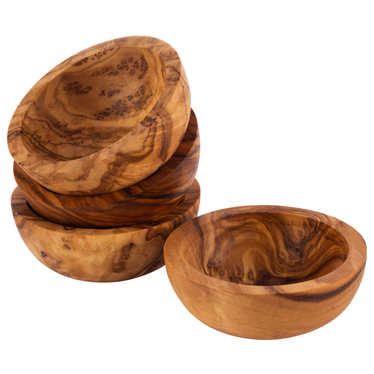 APS Schale OLIVE, 4er Set, Olivenholz; 30 ml, 6x6x2 cm (LxBxH); braun