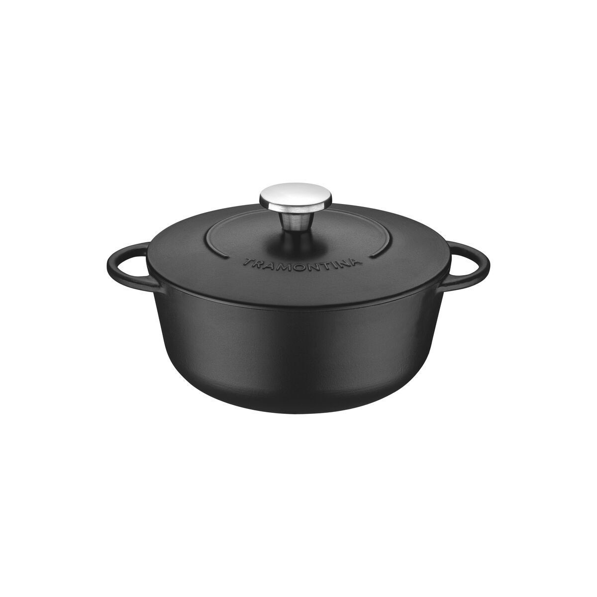 TRAMONTINA Gusseisen Bräter Trento rund 24 cm (Ø); schwarz; rund