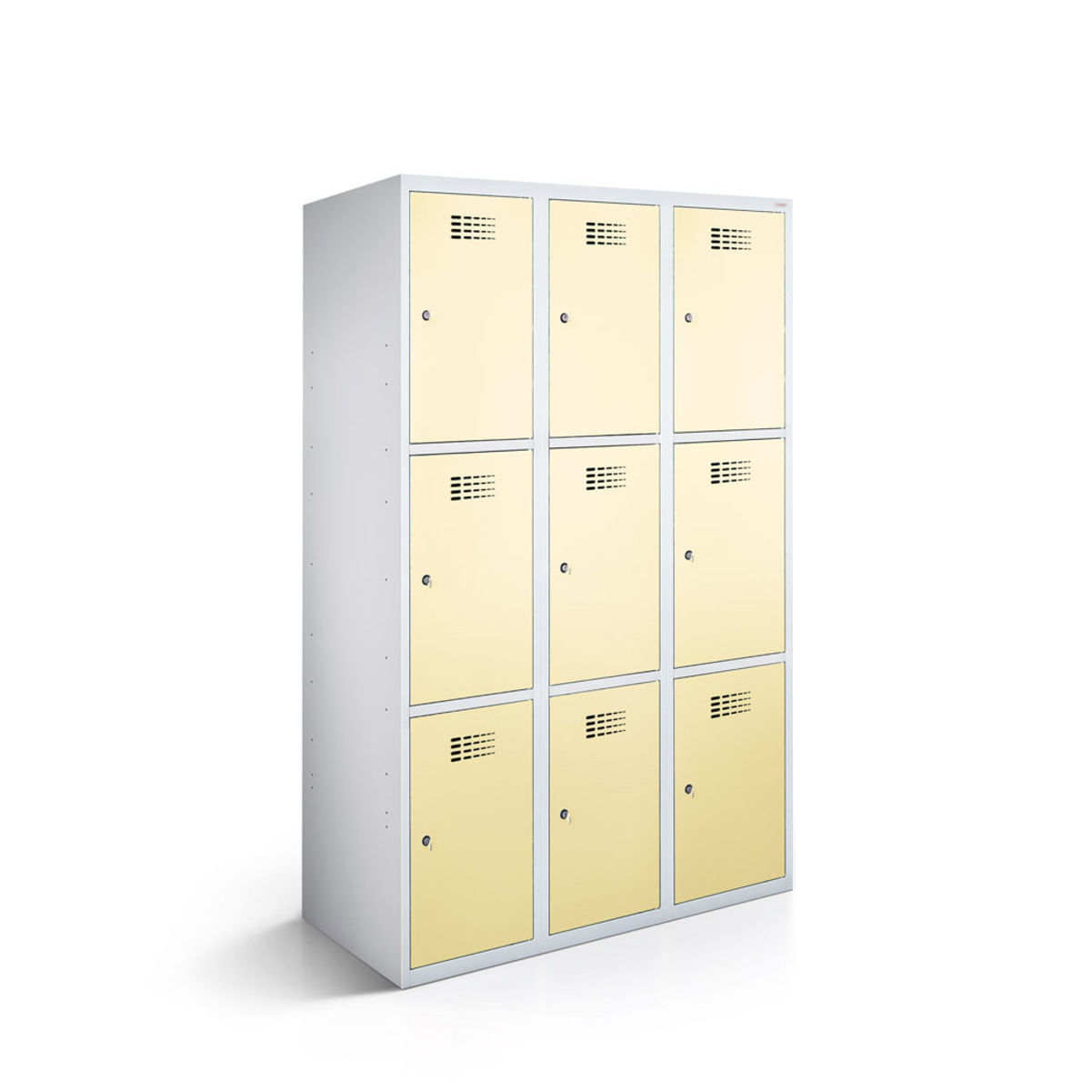 rotstahl Fächerschrank 9 Fächer mit lichtgrauem Korpus 90x50x180 cm (BxTxH); elfenbein