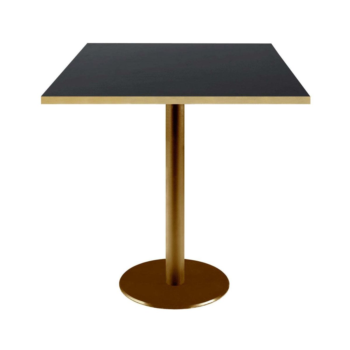 RestooTab Tisch Rome quadratisch Gestell goldmetallic - Kanten messingfarben 70x70x75 cm (LxBxH); Platte schwarz/messing, Gestell messing; quadratisch