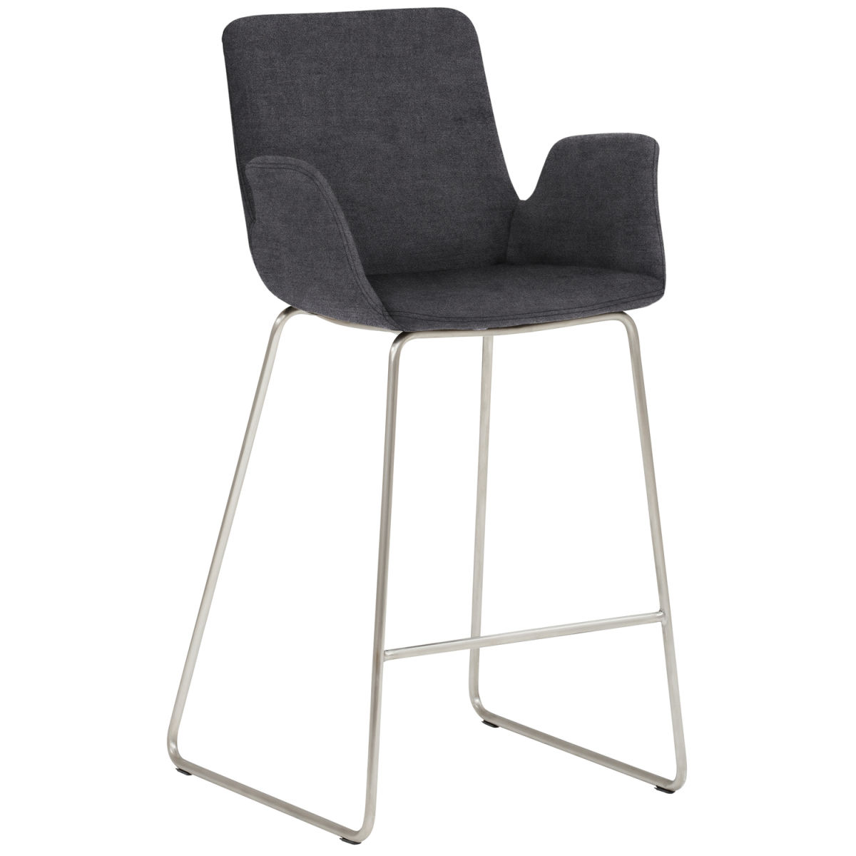 Mayer Sitzmöbel Tresenhocker mit Armlehnen, Kufengestell, Samtbezug Gestell silber 53x49x95 cm (BxTxH); Sitz anthrazit, Gestell silber