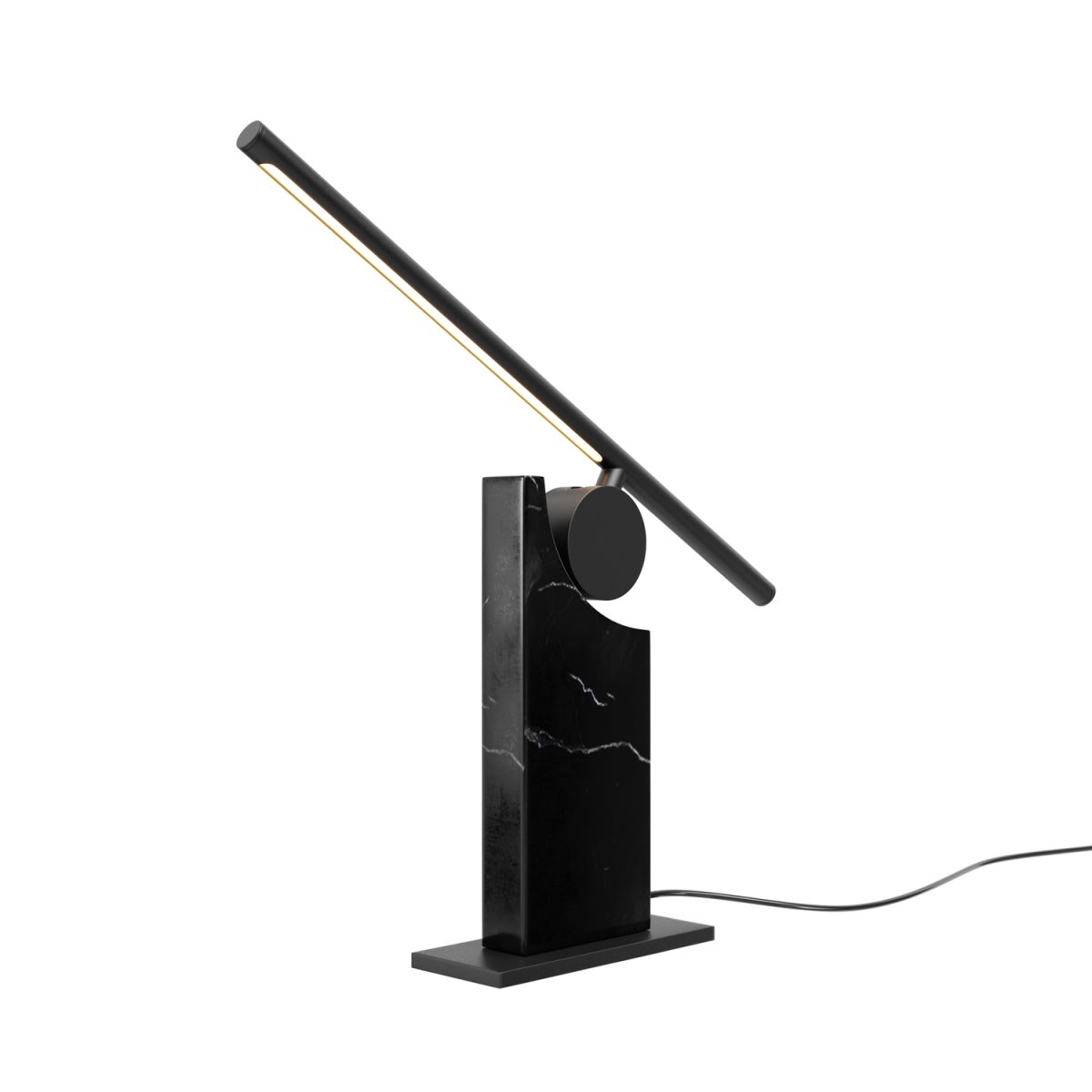 Maytoni Maytoni Tischleuchte Monumento Schwarz, aus Metall und Marmor, LED, 200lm, 3000K; 42.4x6.5x27.1 cm (LxBxH); schwarz; Gestell schwarz