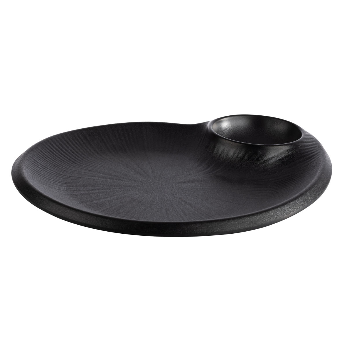 APS Teller NERO, Melamin, mit Dipschälchen; 24x20x2.5 cm (LxBxH); schwarz; rechteckig